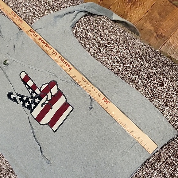 American Peace Fingers Sihn Gray Cashmere Sweater Womens Size Small Hoodie - Picture 9 of 10